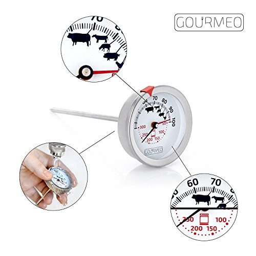Bratenthermometer kaufen - GOURMEO® Premium Fleischthermometer 2-in-1 (Fleisch und Ofentemperatur) aus Edelstahl / Bratenthermometer / Grillthermometer / Ofenthermometer | mit 2 Jahren Zufriedenheitsgarantie - 6