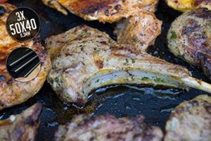 Grillmatte kaufen - Grillmatte (3er Set) zum Grillen und Backen | aus Silikon mit Teflon Antihaftbeschichtung für bis 300°C | extra Groß und langlebig | 0.3 mm dick - 40x50 cm | ideal für Gas - Kohle - E-Grill und Backofen geeignet | TÜV zertifizierte LFBG und FDA Zulassung - 5