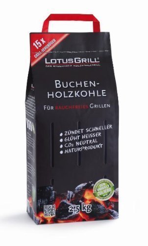 LotusGrill Buchen-Holzkohle 2,5 kg! Speziell entwickelt für den rauchfreien Holzkohlegrill/Tischgrill