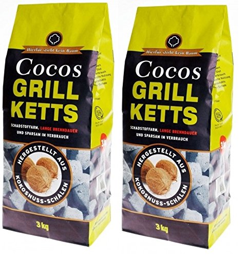 6kg Cocos Grill Briketts Premium Holzkohle Grillkohle aus Kokosnuss – ökologisch