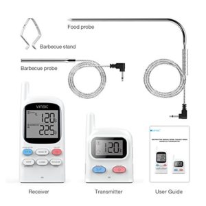 Grill thermometer,Vinsic®Fleischthermometer 2 Fühler 100m Fernbedienung Entfernung wiederaufladbarer BBQ Thermometer, Raucher, Grill, Ofen, Funkthermometer Grill-Weiß - 7