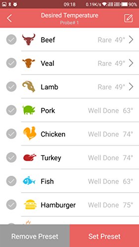 Inkbird Bluetooth 4.0 Barbecue Backofen Grillthermometer BBQ Bratenthermometer Fleisch Küche Thermometer Timer mit Temperaturalarm + Edelstahl Lange Temperaturfühler, App für Android 4.4 + top & iOS 7+ (Inkbird IBT-2X+2 Temperaturfühler) - 6
