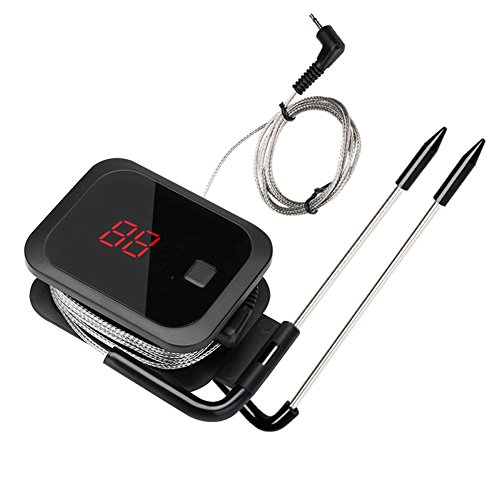 Inkbird Bluetooth 4.0 Barbecue Backofen Grillthermometer BBQ Bratenthermometer Fleisch Küche Thermometer Timer mit Temperaturalarm + Edelstahl Lange Temperaturfühler, App für Android 4.4 + top & iOS 7+ (Inkbird IBT-2X+2 Temperaturfühler)