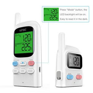 Grill thermometer,Vinsic®Fleischthermometer 2 Fühler 100m Fernbedienung Entfernung wiederaufladbarer BBQ Thermometer, Raucher, Grill, Ofen, Funkthermometer Grill-Weiß - 2