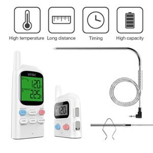 Grill thermometer,Vinsic®Fleischthermometer 2 Fühler 100m Fernbedienung Entfernung wiederaufladbarer BBQ Thermometer, Raucher, Grill, Ofen, Funkthermometer Grill-Weiß - 6