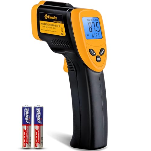 Etekcity Infrarot-Thermometer, Temperaturmessgerät -50°C bis +450°C – digital Laser Infrarot Thermometer für Küche, Pizzaofen, Grill, Backen – Nicht für Menschen – Gelb/Schwarz